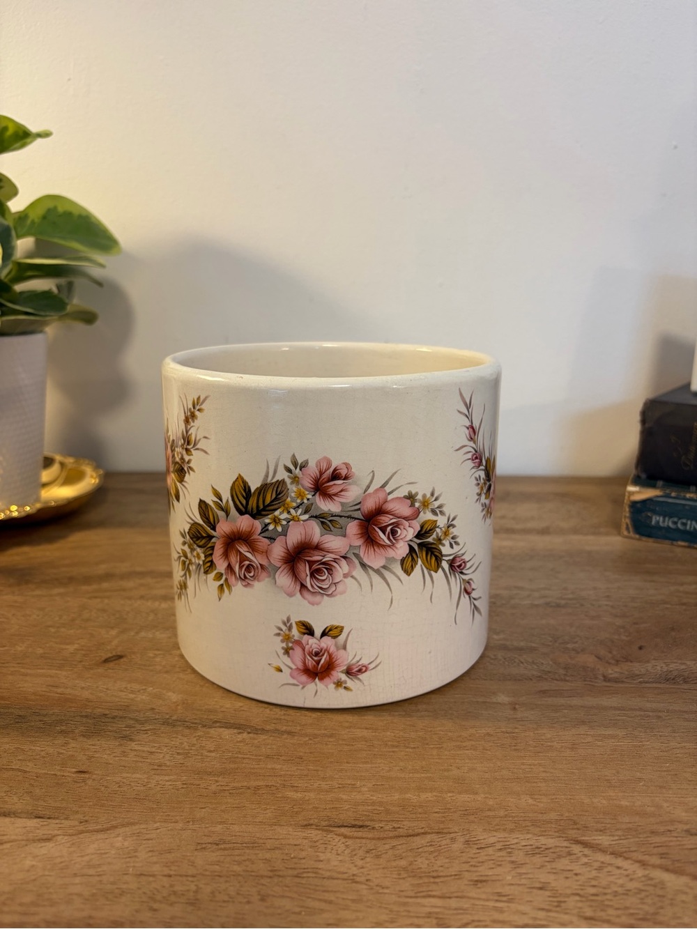 Vintage Royal Schwabap Pink Rose Ceramic Planter – Holland